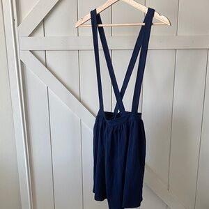 Navy Blue Suspender Skirt
